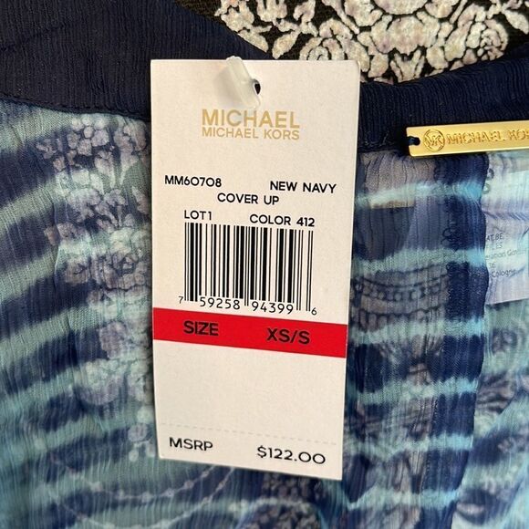 Michael Kors Tie Dye V-Neck Short Studded Caftan Cover-Up - Picture 3 of 4